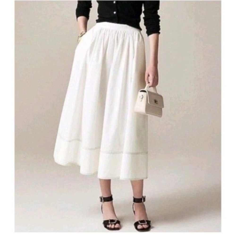 J. CREW contrast stitch midi skirt cotton poplin‎ 10